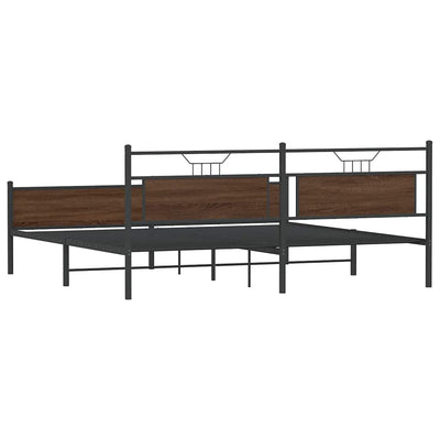 Metallinen sängynrunko ilman patjaa ruskea tammi 200x200 cm