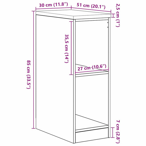 Autotallin säilytyskaappi harmaa sonoma 30x51x85 cm täysi mänty