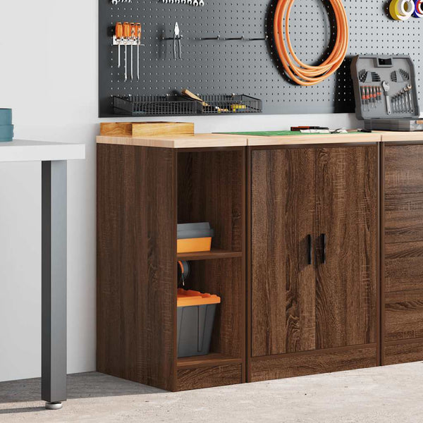 Autotallin säilytyskaappi ruskea tammi 30x51x85 cm täysi mänty