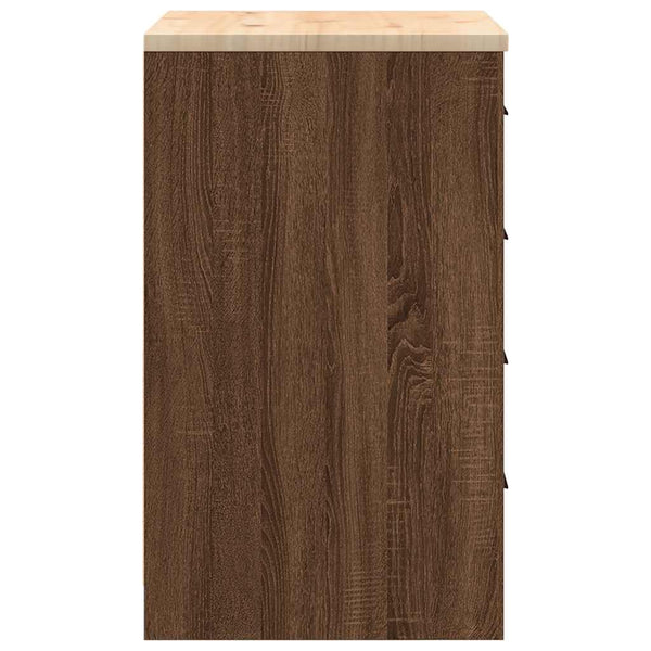 Autotallin säilytyskaappi ruskea tammi 60x51x85 cm täysi mänty