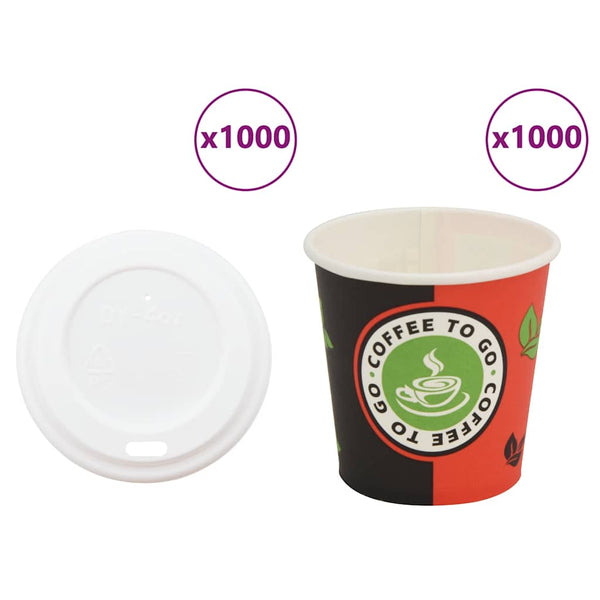 Paperiset kahvikupit kansilla 1000 kpl 4oz 120ml