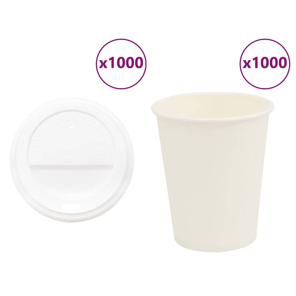 Paperiset kahvikupit kansilla 1000 kpl 8oz 200ml