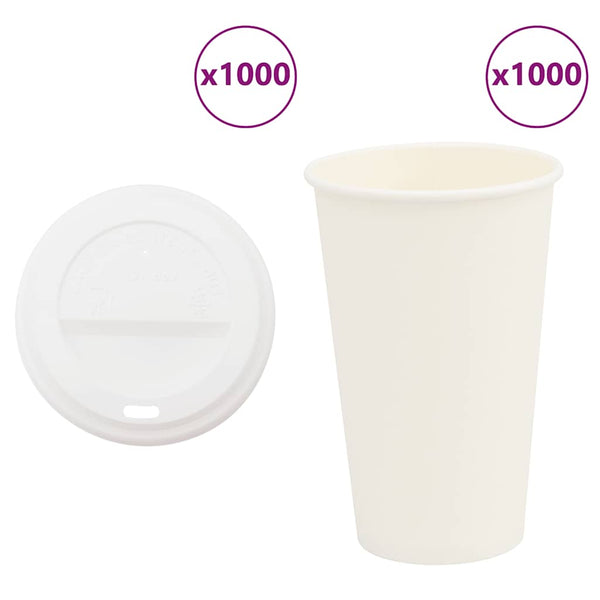 Paperiset kahvikupit kansilla 1000 kpl 16oz 400ml