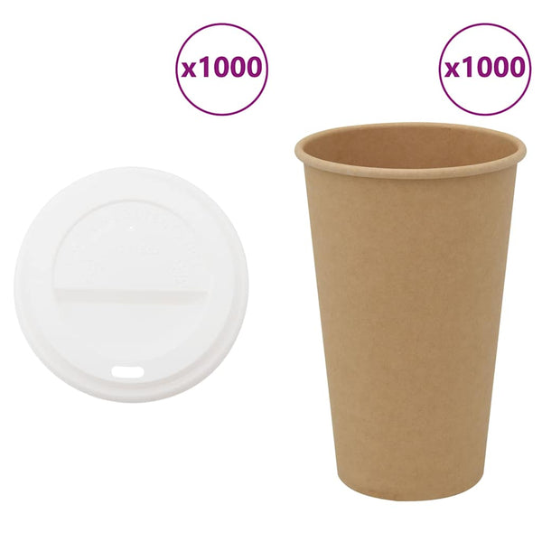 Paperiset kahvikupit kansilla 1000 kpl 16oz 400ml