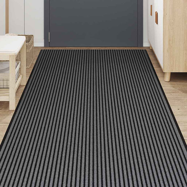 Musta ja harmaa ovimatto raidallinen Bettings 115x500cm