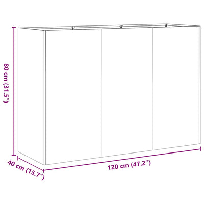 Kukkalaatikko musta 120x40x80 cm kylmävalssattu teräs