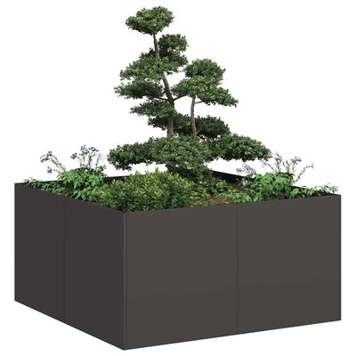 Kukkalaatikko musta 80x80x40 cm kylmävalssattu teräs