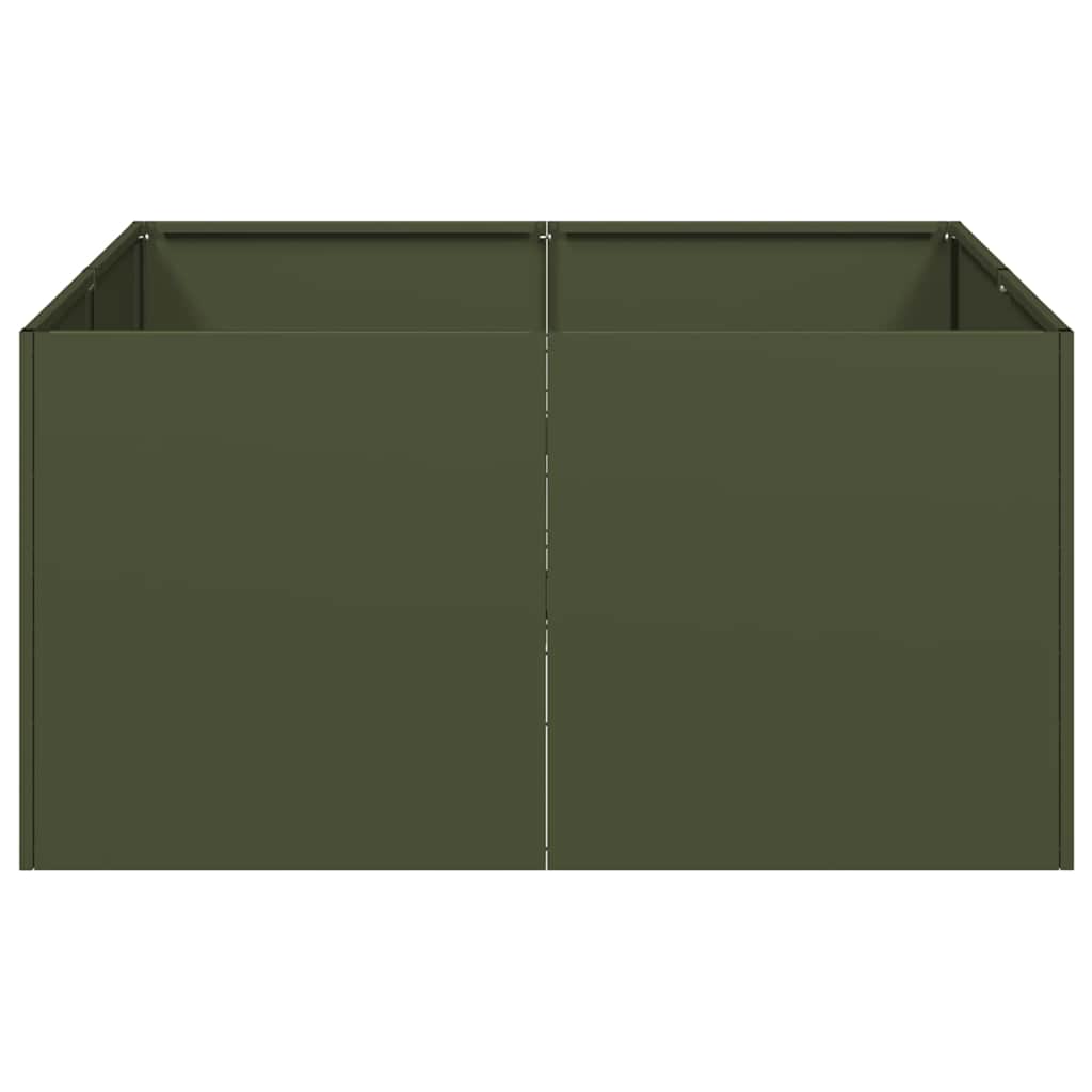 Oliivinvihreä kukkalaatikko Mendu 80x80x40cm (kylmävalssattu teräs)