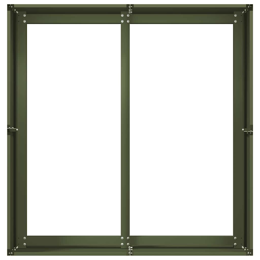 Oliivinvihreä kukkalaatikko Mendu 80x80x40cm (kylmävalssattu teräs)
