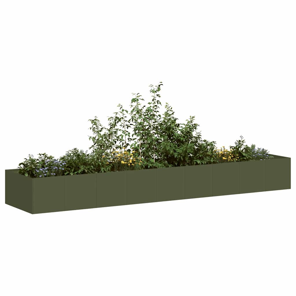 Oliivinvihreä kukkalaatikko Mendu 360x80x40cm (teräs)