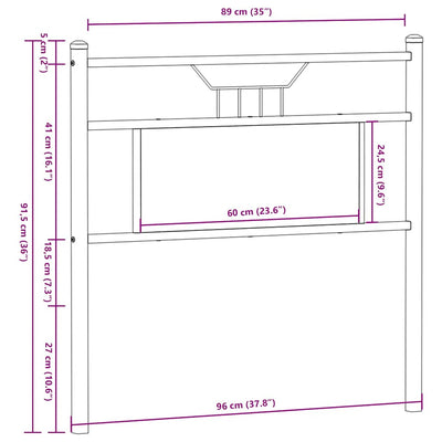Sängynpääty savutammi 90 cm tekninen puu ja teräs