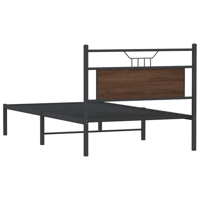 Sängynrunko ilman patjaa ruskea tammi 107x203 cm tekninen puu