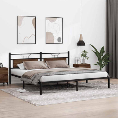 Sängynrunko ilman patjaa ruskea tammi 200x200 cm tekninen puu