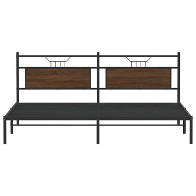 Sängynrunko ilman patjaa ruskea tammi 200x200 cm tekninen puu