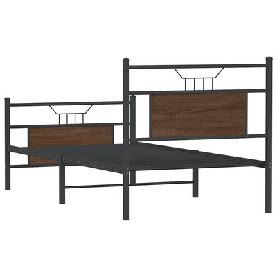Sängynrunko ilman patjaa ruskea tammi 75x190 cm tekninen puu