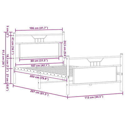 Ruskea tammi sängynrunko ilman patjaa Trufasu 107x203cm (puinen)