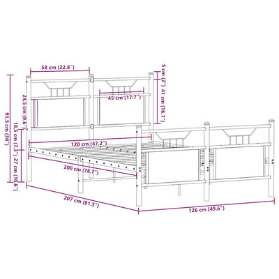 Ruskea tammi sängynrunko ilman patjaa Trufasu 120x200cm (puinen)