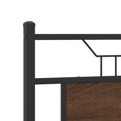Sängynpääty ruskea tammi 137 cm tekninen puu ja teräs