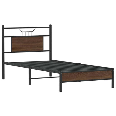 Sängynrunko ilman patjaa ruskea tammi 75x190 cm tekninen puu