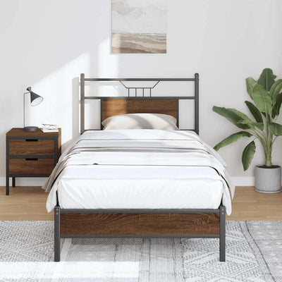 Sängynrunko ilman patjaa ruskea tammi 75x190 cm tekninen puu
