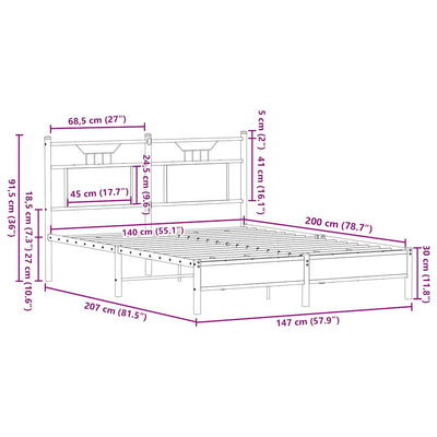 Ruskea tammi sängynrunko ilman patjaa Trufasu 140x200cm (puinen)