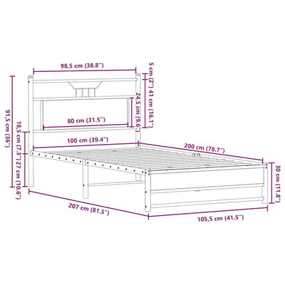 Ruskea tammi sängynrunko ilman patjaa Trufasu 100x200cm (puinen)