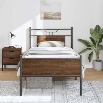 Sängynrunko ilman patjaa ruskea tammi 75x190 cm tekninen puu