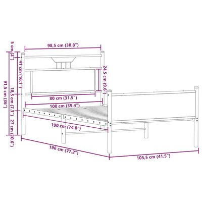 Ruskea tammi sängynrunko ilman patjaa Trufasu 100x190cm (puinen)