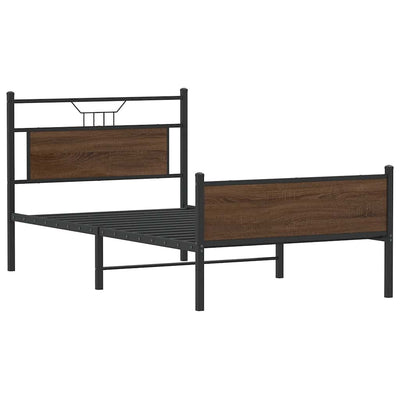 Sängynrunko ilman patjaa ruskea tammi 100x200 cm tekninen puu