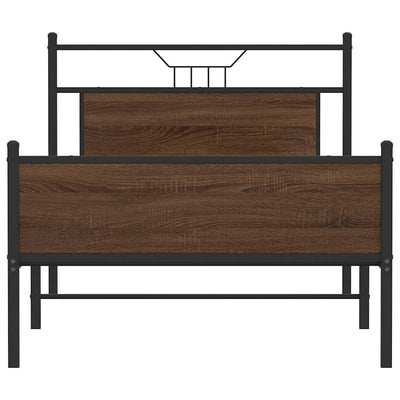 Sängynrunko ilman patjaa ruskea tammi 107x203 cm tekninen puu