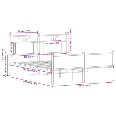 Ruskea tammi sängynrunko ilman patjaa Trufasu 140x200cm (puinen)