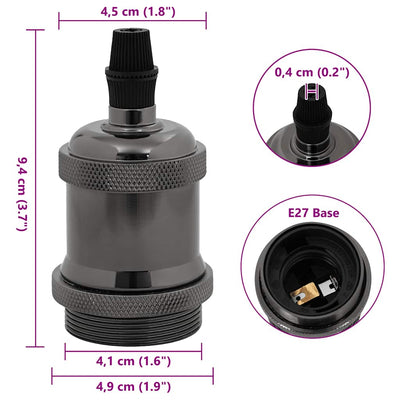 Kiiltävä musta lampun pidikkeet Rusetu (2 kpl e27)