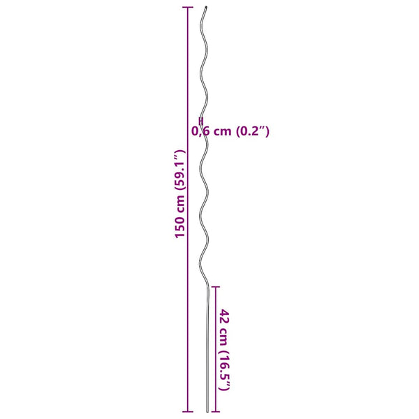 Kasvituki 5 kpl Hopea 150 x 0,6 x 0,6 cm Teräs