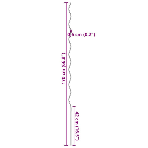 Kasvituki 20 kpl Vihreä 170 x 0,6 x 0,6 cm Teräs