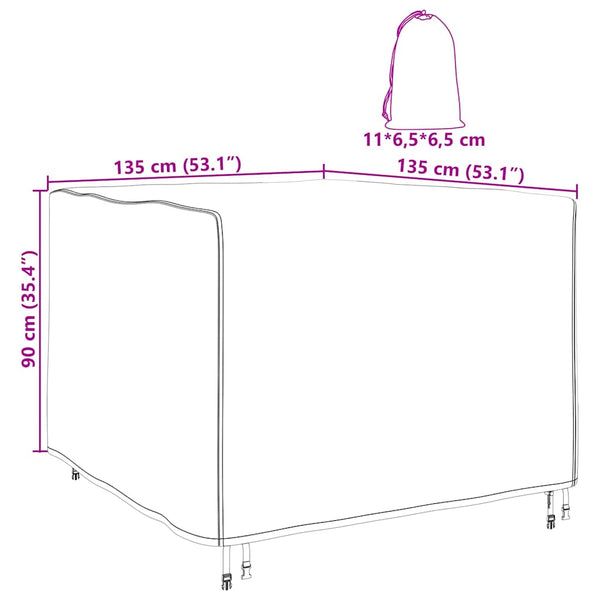 Huonekalusuojus Musta 135 x 135 x 90 cm 210D Oxford-kangas