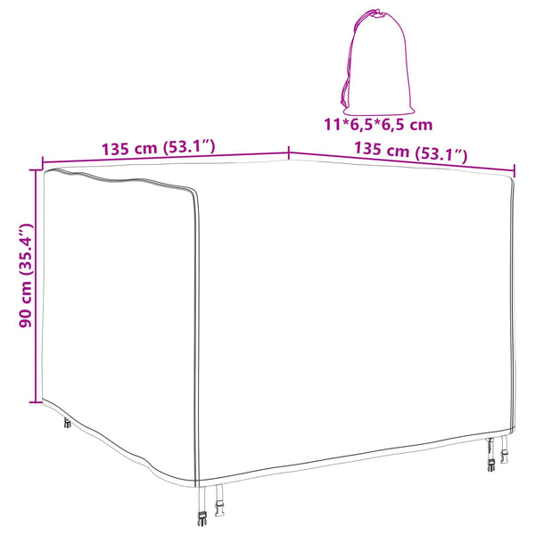 Huonekalusuojus Musta 135 x 135 x 90 cm 210D Oxford-kangas
