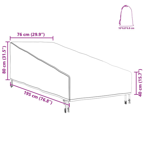 Ulkokalusteiden suojapeite 195 x 76 x 82 cm 600D Oxford-kangas