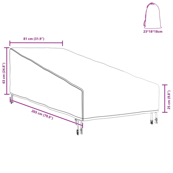 Ulkokalusteiden suojapeite 203 x 81 x 63 cm 210D Oxford-kangas