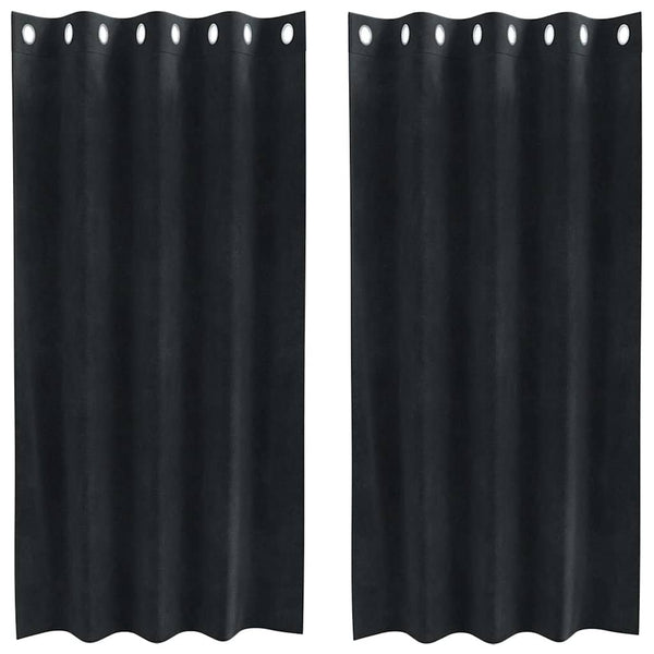 Verhot 2 kpl Musta 140 x 175 cm Sametti