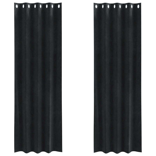 Verhot 2 kpl Musta 140 x 245 cm Sametti