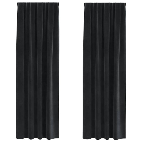 Verhot 2 kpl Musta 140 x 260 cm Sametti