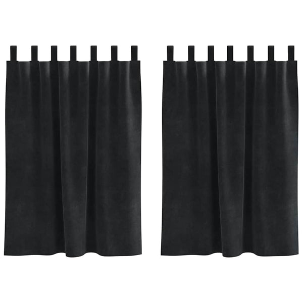 Verhot 2 kpl Musta 140 x 140 cm Sametti