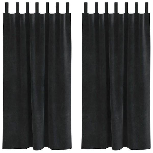 Verhot 2 kpl Musta 140 x 175 cm Sametti