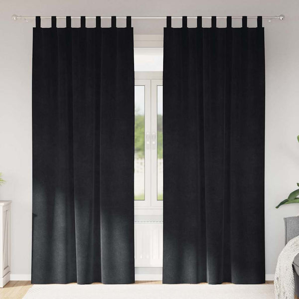 Verhot 2 kpl Musta 140 x 245 cm Sametti