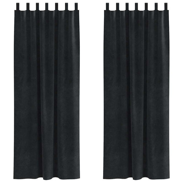 Verhot 2 kpl Musta 140 x 260 cm Sametti