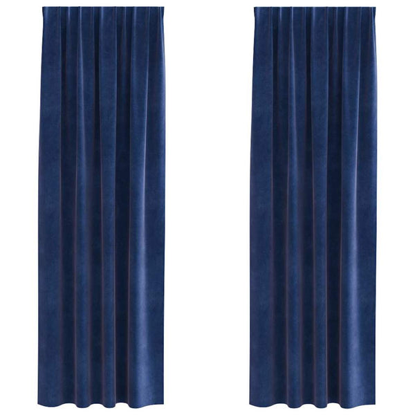 Verhot 2 kpl Tumma Sininen 140 x 245 cm Sametti