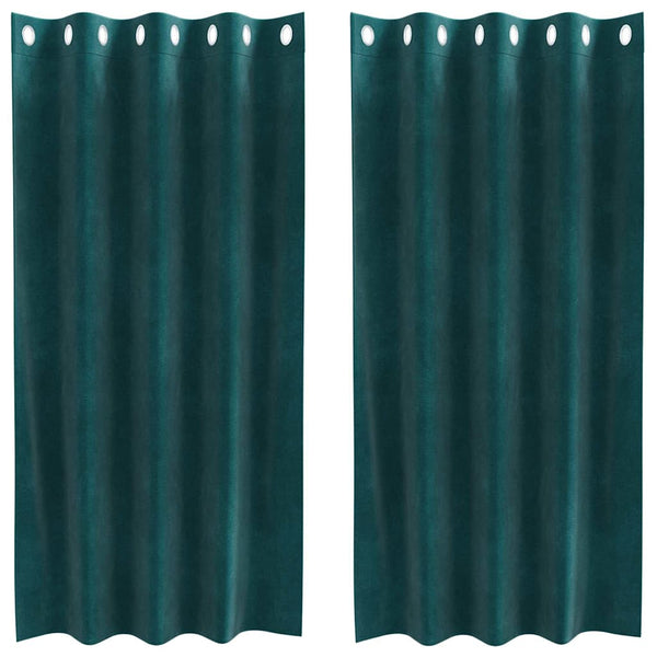 Verhot 2 kpl Tummanvihreä 140 x 175 cm Sametti