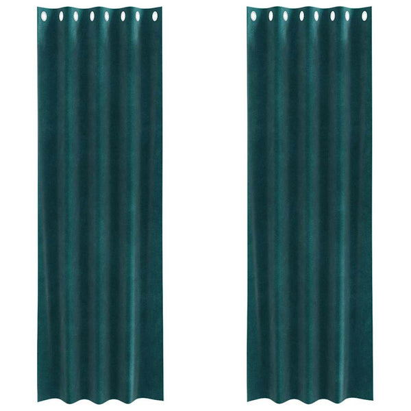 Verhot 2 kpl Tummanvihreä 140 x 225 cm Sametti
