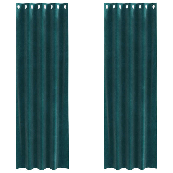 Verhot 2 kpl Tummanvihreä 140 x 245 cm Sametti