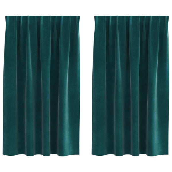 Verhot 2 kpl Tummanvihreä 140 x 140 cm Sametti